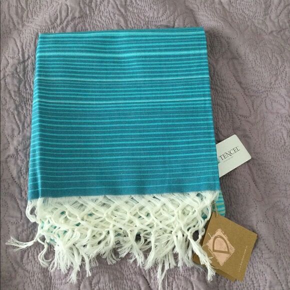 NWT ombré towel, coverup aqua, green white stripes - Picture 3 of 9